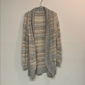 Maurices Striped Knit Cardigan - Gray and Tan